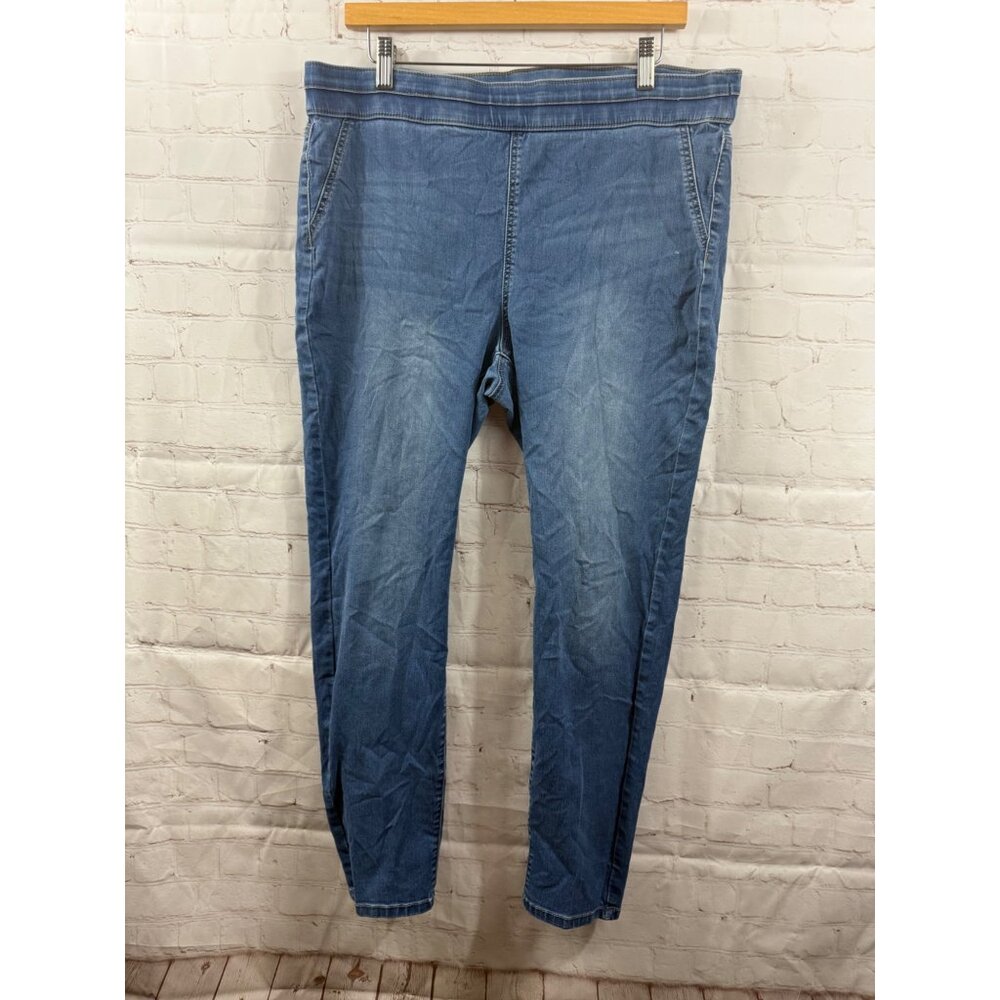 Womens Size XL High Waisted Pull On Stretchy Jeans Blue Casual Streetwear